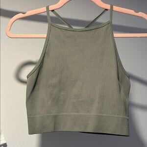 H&M Olive Green Ribbed Tank Crop Top
